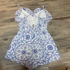 Vintage Chiffon Blue China Floral Cutout Womens